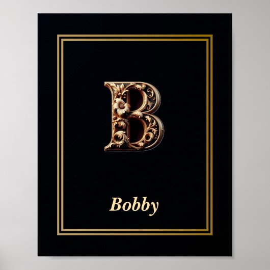 Luxe Barok Letter B Monogram Poster (Voorkant)