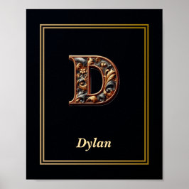 Luxe Barok Letter D Monogram Poster