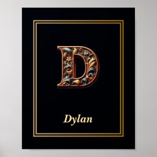Luxe Barok Letter D Monogram Poster