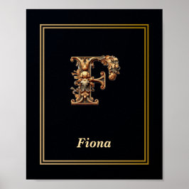 Luxe Barok Letter F Monogram Poster