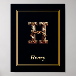 Luxe Barok Letter H Monogram Poster