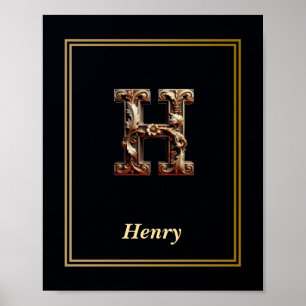 Luxe Barok Letter H Monogram Poster 