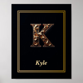 Luxe Barok Letter K Monogram Poster