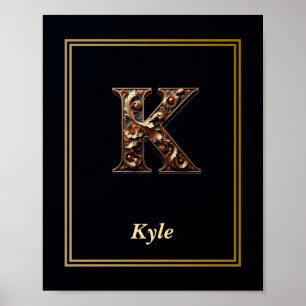Luxe Barok Letter K Monogram Poster
