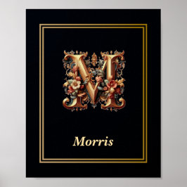 Luxe Barok Letter M Monogram Poster