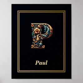 Luxe Barok Letter P Monogram Poster