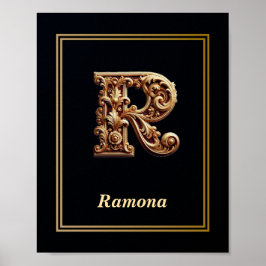 Luxe Barok Letter R Monogram Poster