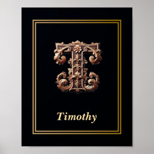 Luxe Barok Letter T Monogram Poster
