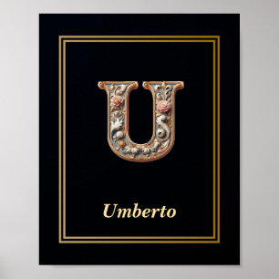 Luxe Barok Letter U Monogram Poster