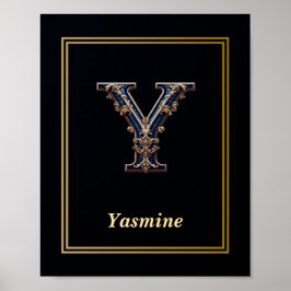 Luxe Barok Letter Y Monogram Poster