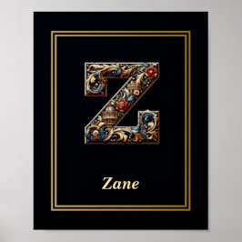 Luxe Barok Letter Z Monogram Poster