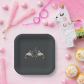 Luxe Barok Vierkant Bruiloftspapier Bord (Feest)