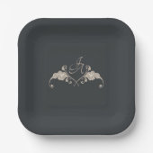 Luxe Barok Vierkant Bruiloftspapier Bord (Voorkant)