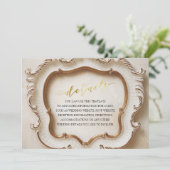 Luxe Barok Wit en Goud Wedding Details Kaart (Staand voorkant)