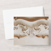 Luxe Barokke Stijl Wit Goud Huwelijk All In One Uitnodiging (Achterkant)