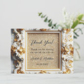 Luxe Barokke Stijl Wit Goud Huwelijk Bedankkaart (Staand voorkant)