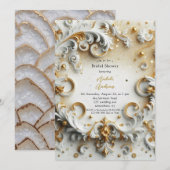 Luxe barokke stijl wit gouden Vrijgezellenfeest Kaart (Voorkant / Achterkant)