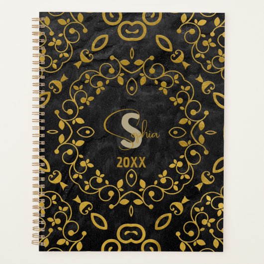 Luxe Baroque  Black en Gold Planner (Voorkant)