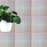 Luxe Baroque Gold Damask-patroon op pasta ombre Tegeltje<br><div class="desc">Luxe en elegante decoratieve tegel met een gouddemasker  patroon op een pastelblauw/roze/paarse achtergrond.</div>