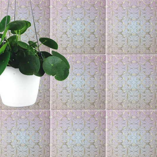 Luxe Baroque Gold Damask-patroon op pasta ombre Tegeltje