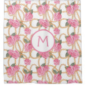 Luxe Bath Curtains - Luxe Chains roze Roses Douchegordijn (Voorkant)