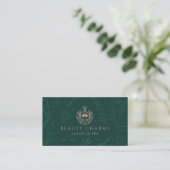 Luxe Beauty Charms Groene & Roze Make-up Logo Visitekaartje (Staand voorkant)