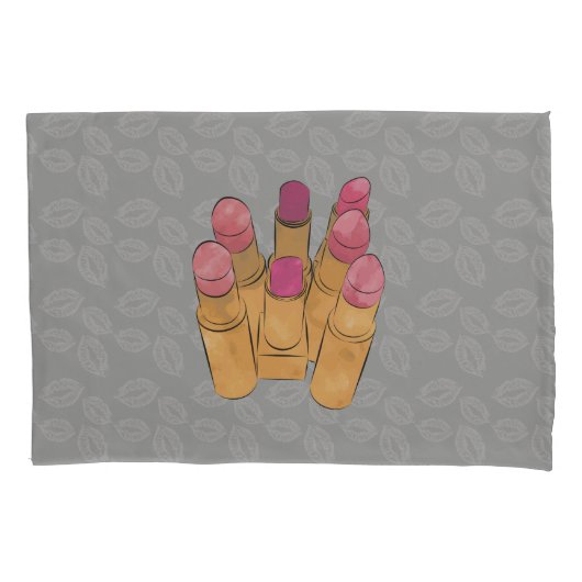 Luxe Beauty Lipstick Kiss Pillowcase Kussensloop (Voorkant)