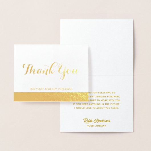 Luxe bedankbriefje voor uw sieraden aankoop folie kaarten (Display)