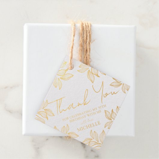 Luxe Bedankt Gouden Typografie & Foliage Bedankjes Labels (Met doos)