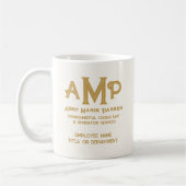 Luxe Bedrijf Ivoor en Goud 3 Letter Monogram Logo Koffiemok (Links)