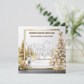 Luxe bedrijf Kerstboom sneeuwvos bos Feestdagenkaart (Staand voorkant)