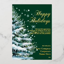 Luxe Bedrijfs Kerst Sneeuw Immergroene Vakantie Fo Folie Feestdagenkaart