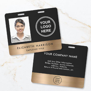 Luxe Bedrijfslogo Zwart Goud Personeel Identificat Badge