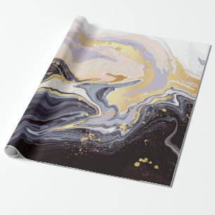 luxe behang. Roze en zwarte marmer en goud Cadeaupapier