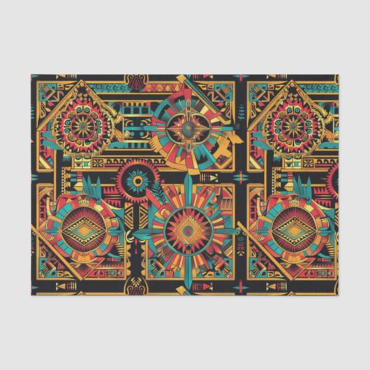 Luxe Beige "Aztec Dream" Textured Tissue Pape Tissuepapier (Voorkant)