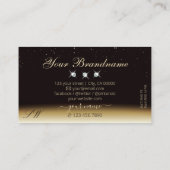 Luxe Beige Bruine Sprankelende Diamanten Monogram Visitekaartje (Achterkant)