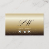 Luxe Beige Bruine Sprankelende Diamanten Monogram Visitekaartje (Voorkant)