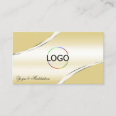 Luxe Beige Cream Curved Decor Lines Logo Foto Visitekaartje (Voorkant)