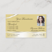 Luxe Beige Cream Curved Lines Monogram en Foto Visitekaartje (Achterkant)