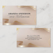 Luxe Beige en Gouden Lintjes Visitekaartje (Voorkant / Achterkant)