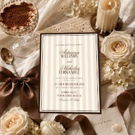 Luxe Beige Espresso Strepen Bruiloft Kaart