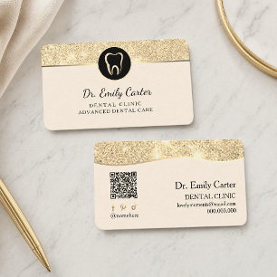 Luxe Beige & Gouden Tandartspraktijk Visitekaartje