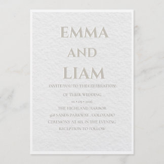 Luxe Beige & Gouden Trouwuitnodiging | Elegant M Kaart