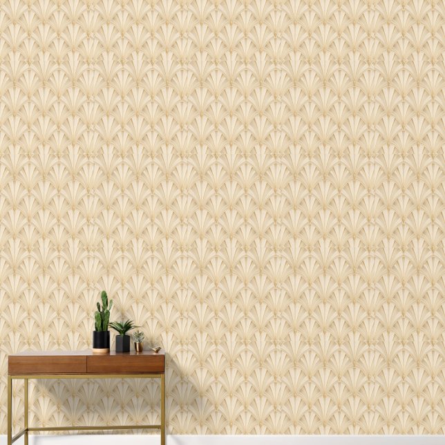 Luxe Beige Heringbone Geometrisch Behang (Hal)