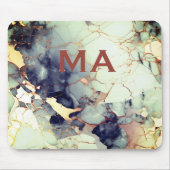 Luxe beige marine faux gouden glitter marmer kunst muismat (Voorkant)