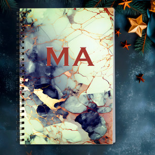 Luxe beige marine faux gouden glitter marmer kunst notitieboek