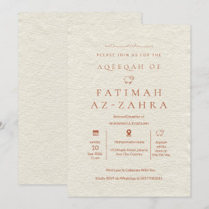 Luxe Beige Papier Islamitische Aqeeqah Uitnodiging