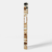 Luxe Beige Plaid Hoesje met Gesneden Herfst Bloeme (Achterkant / Rechts)