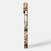 Luxe Beige Plaid Hoesje met Gesneden Herfst Bloeme (Achterkant / Links)