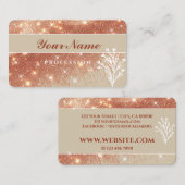 Luxe Beige Roos Gouden Glitter Sprankelende Sterre Visitekaartje (Voorkant / Achterkant)